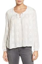 Women's Velvet By Graham & Spencer Mandala Embroidered Lace-up Blouse - White