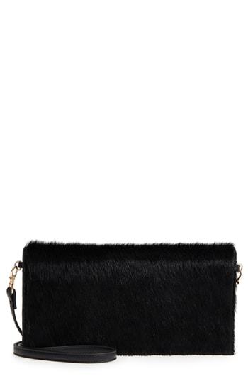 Sole Society Tesso Genuine Calf Hair Clutch - Black