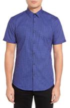Men's Calibrate Trim Fit Non-iron Print Sport Shirt - Blue