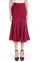 Women's Oscar De La Renta Flare Hem Tweed Skirt - Red