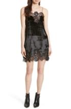 Women's Alice + Olivia Charice Lace Trim Velvet Slipdress