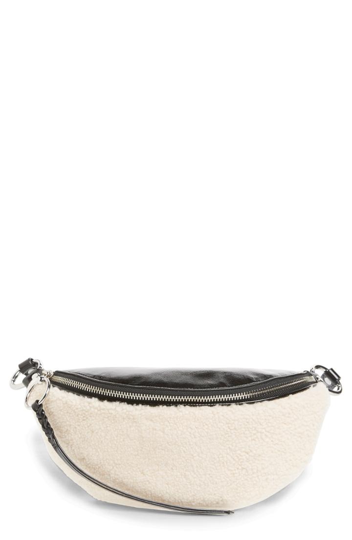 Rebecca Minkoff Genuine Shearling Belt Bag - Ivory