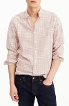 Men's J.crew Slim Fit Stretch Secret Wash Tattersall Sport Shirt - Pink