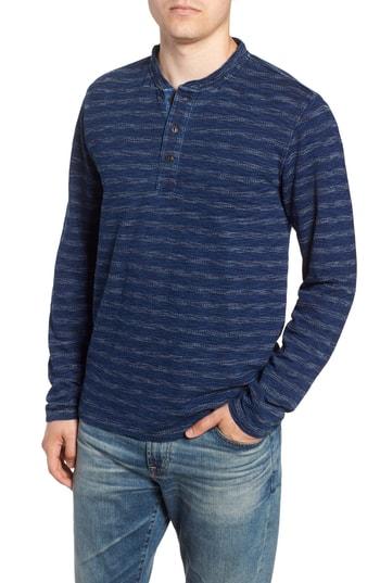 Men's Faherty Jacquard Stripe Henley - Blue