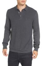 Men's French Connection Textured Long Sleeve Polo - Black