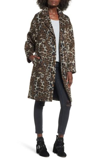 Women's Vigoss Oversize Leopard Print Topcoat - Brown