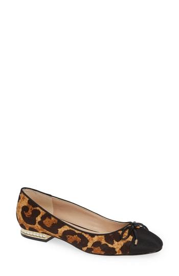 Women's Karl Lagerfeld Paris Nantes Genuine Calf Hair Flat M - Brown