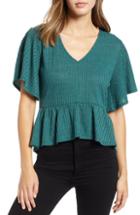 Women's Row A Rib Peplum Top - Green
