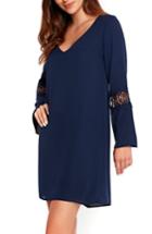 Women's Wallis Crochet Inset Shift Dress Us / 8 Uk - Blue