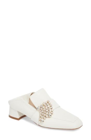 Women's Stuart Weitzman Irises Embellished Loafer Pump .5 M - White