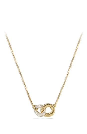 Women's David Yurman 'belmont' Double Link Necklace With Diamonds In 18k Gold