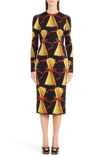 Women's Dolce & Gabbana Pasta Print Stretch Silk Dress