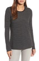 Petite Women's Eileen Fisher Stripe Merino Wool Sweater, Size P - Grey