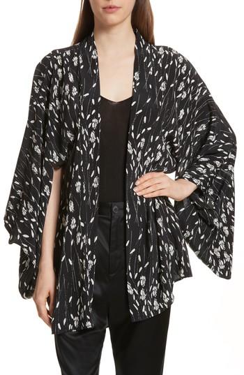 Women's Nili Lotan Kima Silk Cover-up Kimono, Size - Black
