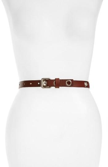 Women's Rebecca Minkoff Grommet Calfskin Leather Belt - Luggage