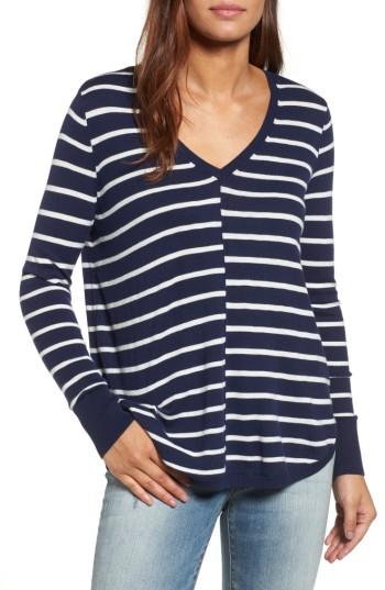 Women's Caslon High-low V-neck Sweater - Blue