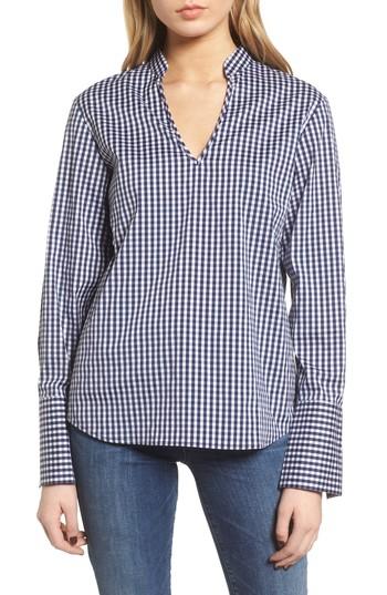 Women's Trouve Gingham Open Back Top, Size - Blue