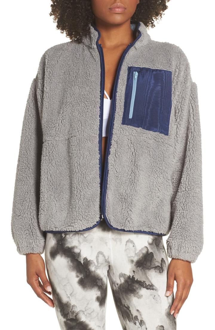 Women's Electric & Rose Speedway High Pile Fleece Jacket - Grey