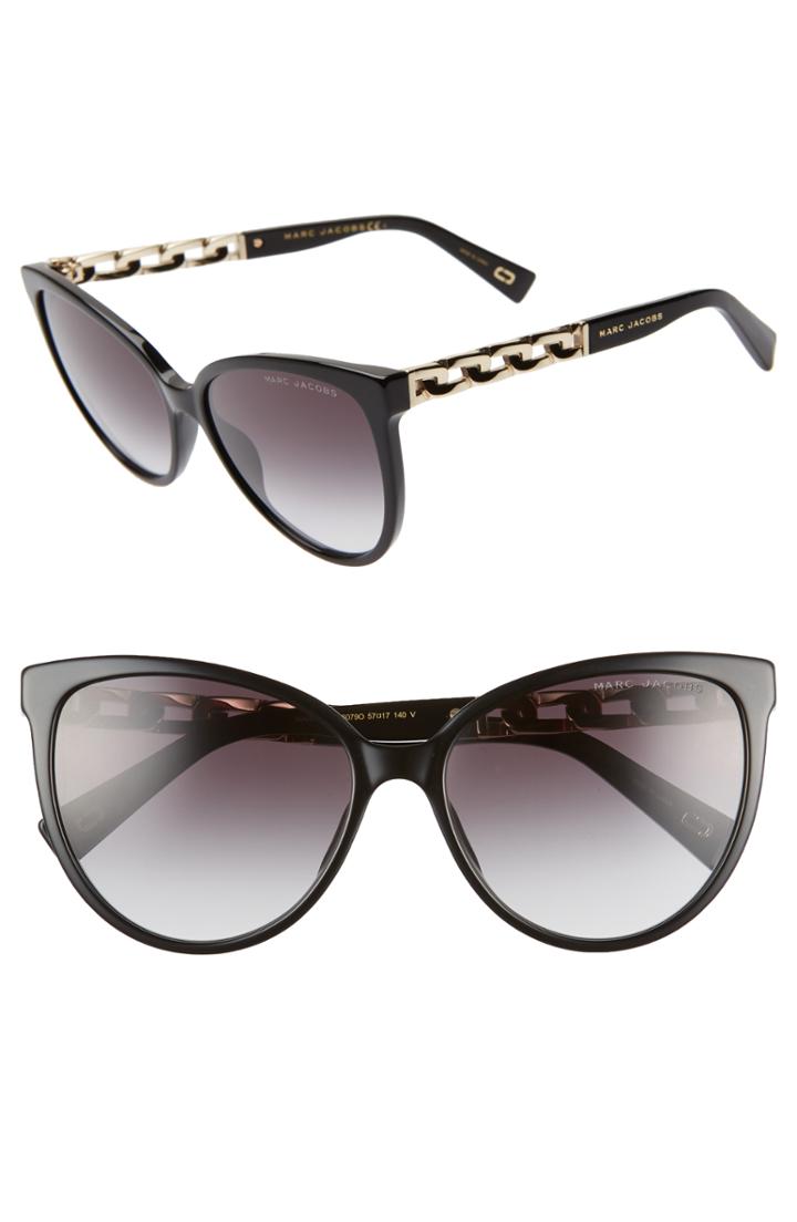 Women's Marc Jacobs 57mm Gradient Cat Eye Sunglasses - Black