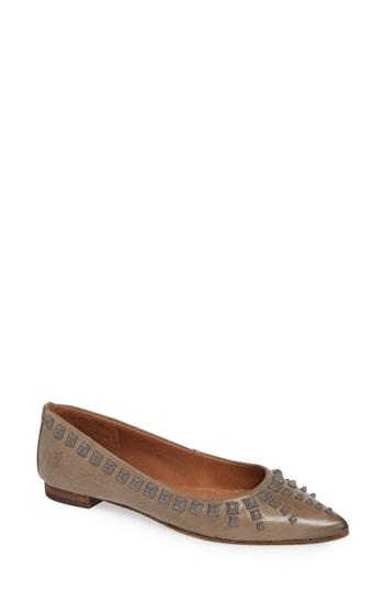 Women's Frye Sienna Deco Stud Ballet Flat .5 M - Grey