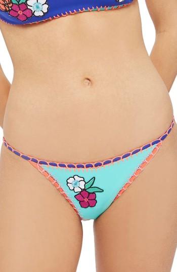 Women's Topshop Embroidered Crochet Bikini Bottoms Us (fits Like 0) - Blue
