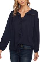 Women's Cece Satin Jacquard Ruffle Top, Size - Blue