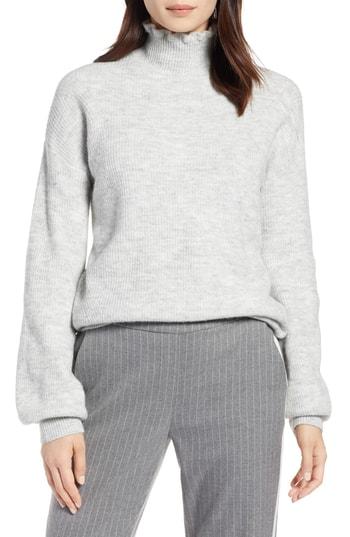 Women's Halogen Ruffle Neck Sweater - Grey