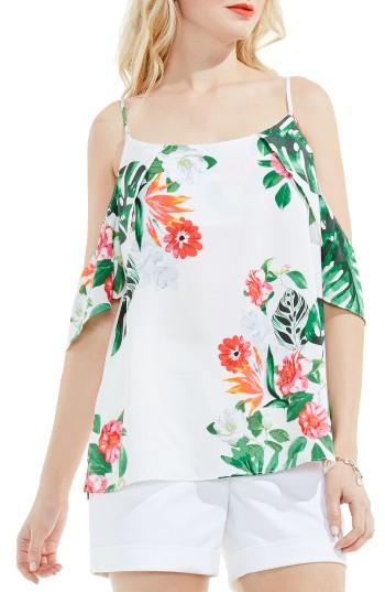 Women's Vince Camuto Havana Tropical Cold Shoulder Blouse - White