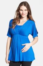 Women's Maternal America Split Sleeve Maternity/nursing Top - Blue