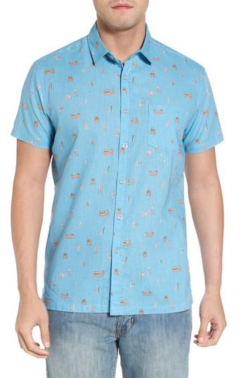 Men's Kahala Surf Bus Trim Fit Print Sport Shirt - Blue