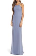Women's Nouvelle Amsale Strappy High Neck Chiffon Gown - Grey