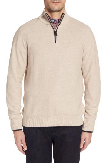 Men's Tailorbyrd Sikes Tipped Quarter Zip Sweater, Size - Beige