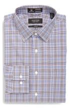 Men's Nordstrom Men's Shop Smartcare(tm) Trim Fit Plaid Dress Shirt 34/35 - Brown