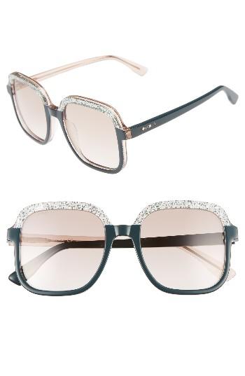 Women's Jimmy Choo 53mm Glitter Frame Sunglasses - Green Glitter/ Nude