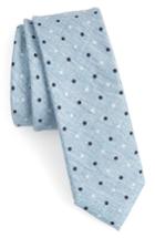 Men's Boss Dot Cotton & Silk Skinny Tie, Size - Blue