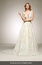 Women's Pronovias Dante Off The Shoulder Sweetheart Satin Mermaid Gown
