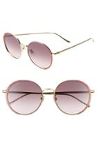 Women's Gucci 56mm Gradient Round Sunglasses - Gold/ Pink/ Brown Gradient