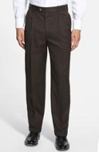 Men's Jb Britches Pleated Super 100s Worsted Wool Trousers R - Brown