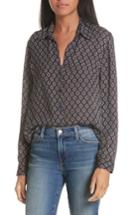 Women's L'agence Nina Print Silk Georgette Blouse - Black