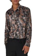 Men's Topman Classic Fit Paisley Velvet Shirt - Black