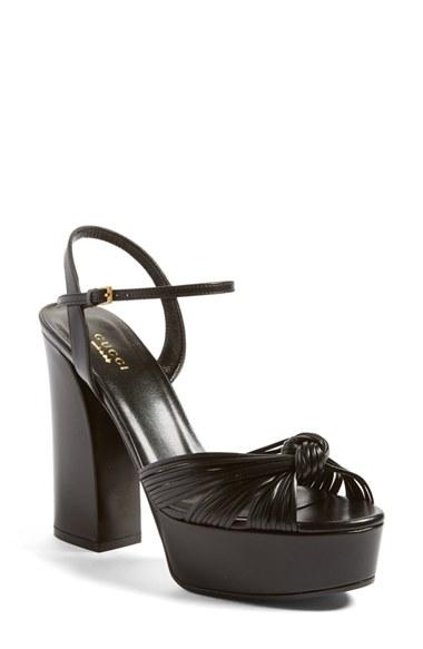 Women's Gucci 'allie' Platform Peep Toe Sandal Us / 35eu - Black