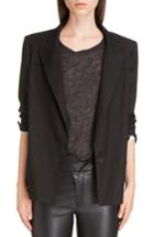 Women's Isabel Marant Riane Stretch Linen Blend Blazer Us / 38 Fr - Black