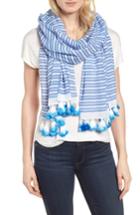 Women's Kate Spade New York Candy Stripe Cotton & Silk Scarf, Size - Blue