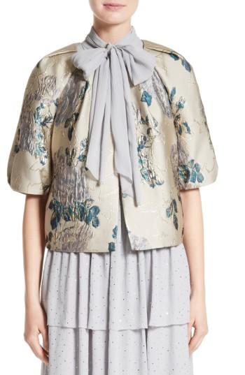 Women's St. John Collection Laksha Floral Jacquard Cocoon Jacket - Grey