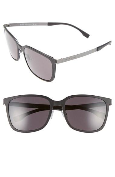 Men's Boss 56mm Retro Sunglasses - Black Ruthenium/ Gray