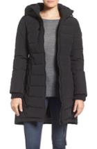 Women's Guess Quilted Hooded Puffer Coat - Black