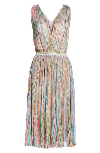 Women's Missoni Surplice Neck Stripe Midi Dress Us / 40 It - Pink