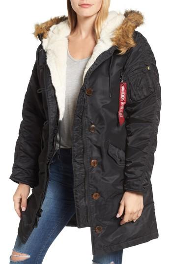 Women's Alpha Industries Elyse Water Resistant Winter Snorkel Parka With Faux-fur Trim