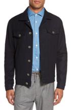 Men's Eleventy Wool & Cashmere Flannel Trucker Jacket R Eu - Blue