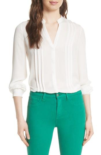 Women's L'agence Amalea Pintuck Silk Blouse - Ivory